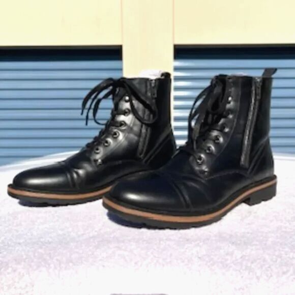 Captain Leather Boots . Size: 11 1/2 . {Unlisted} Black Thursday Chrome Leather - Picture 1 of 7